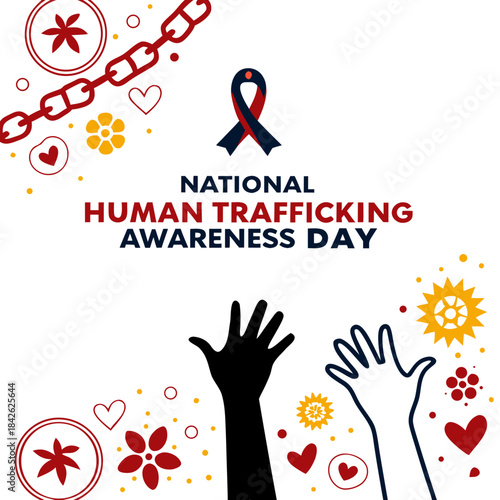 NATIONAL HUMAN TRAFFICKING AWARENESS DAY vector illustration isolated on white background