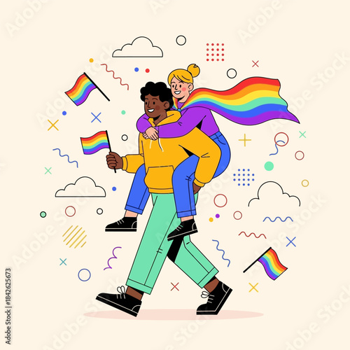 A sweet couple carrying their father, vector illustration design