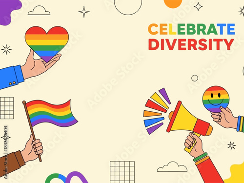 Landscape banner celebrate pride month, vector illustration design