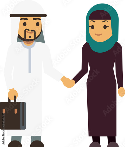 A man and a woman are holding hands
