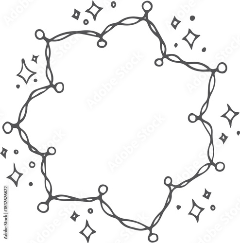 A black and white drawing of a star with a white background