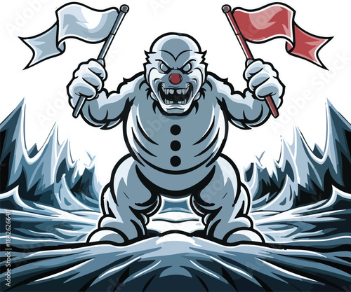 Abstract geometric pattern with vibrant color accents and text elements