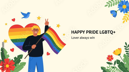 Vector illustration gay celebrate happy pride month