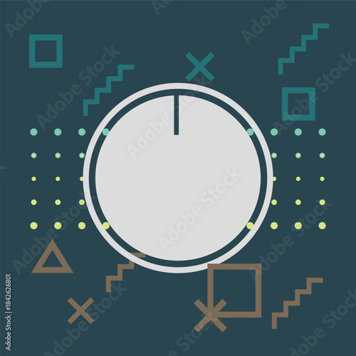 A round button with a white dot in the middle