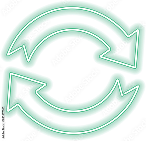 A neon green circle with two arrows pointing in opposite directions