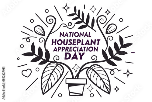 NATIONAL HOUSEPLANT APPRECIATION DAY vector illustration isolated on white background