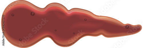 A red blob with a long tail
