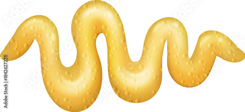 A yellow, wavy line with a white background