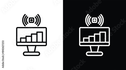 monitoring Two-tone version in black and white background