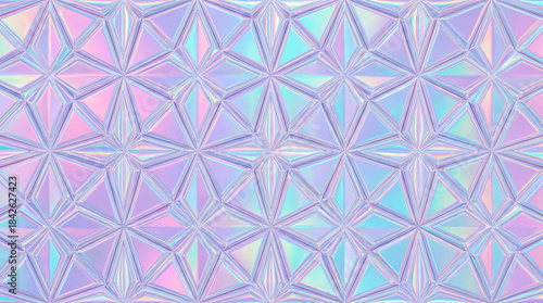 Iridescent Geometric Pattern: A mesmerizing geometric pattern, adorned with an array of pastel colors reflecting light in a stunning display of color variation.