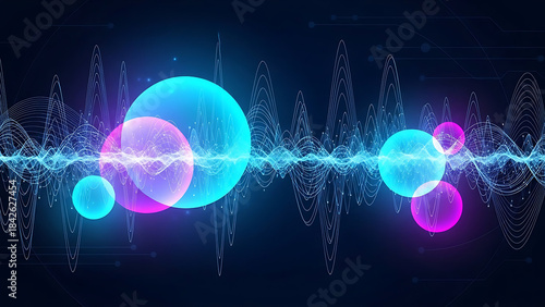 네온 원형 음파 배경