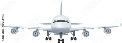 A white airplane is parked on the runway