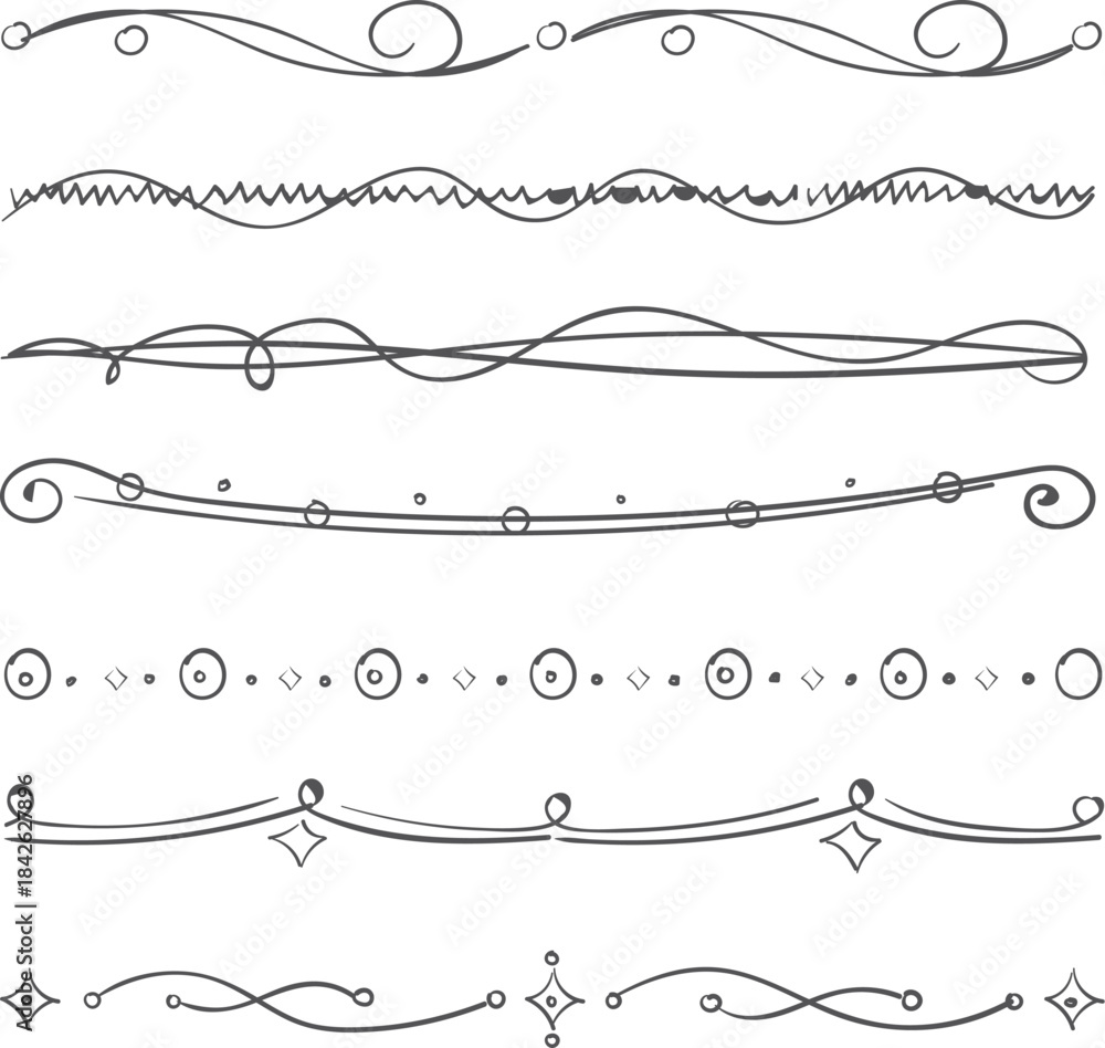 Fototapeta premium A set of lines with circles and stars on them