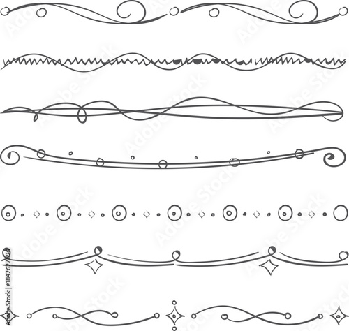 A set of lines with circles and stars on them