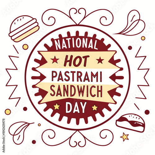 NATIONAL HOT PASTRAMI SANDWICH DAY vector illustration 
