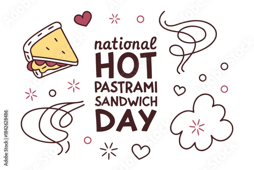 NATIONAL HOT PASTRAMI SANDWICH DAY vector illustration isolated on white background