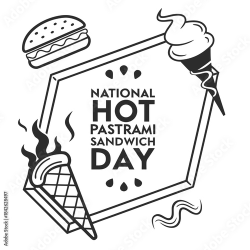 NATIONAL HOT PASTRAMI SANDWICH DAY vector illustration isolated on white background