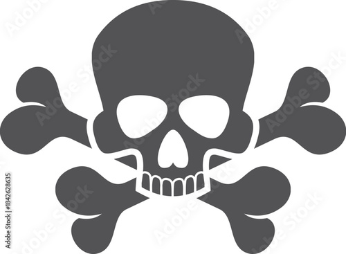 A skull with two crossed bones on either side of it