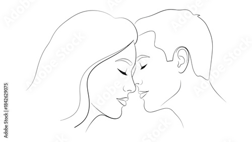 Intimate Encounter: A tender moment of connection between a couple, their faces close as they share an embrace.