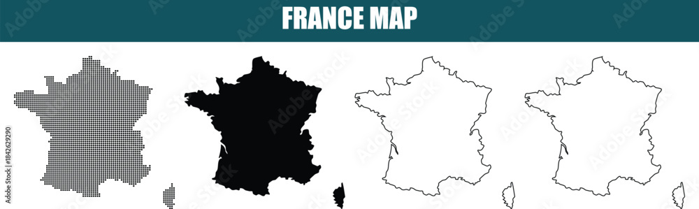 Obraz premium France Map Illustrations in Various Styles and Colors