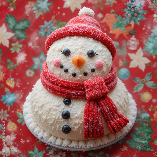 snowman on red background