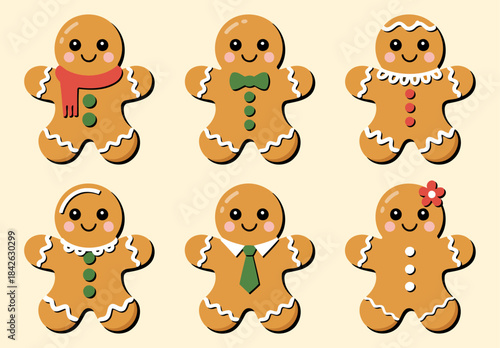 Adorable Gingerbread Cookies with Scarves, Bowties, and Dresses for Christmas
