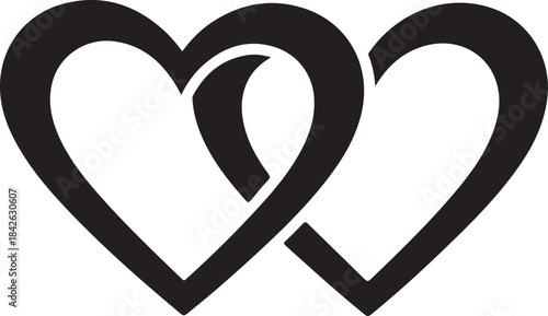 Interlocked Hearts Outline: Symbol of Eternal Love and Union Vector

Black and White Double Heart Icon: Wedding and Partnership Symbol

Romantic Outline Hearts Graphic: High-Quality Commitment Design