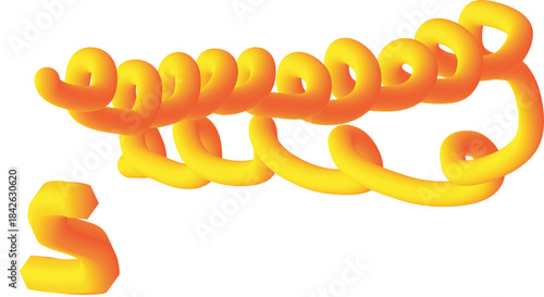 Dynamic orange and yellow coiled tubes illustrating abstract motion and form