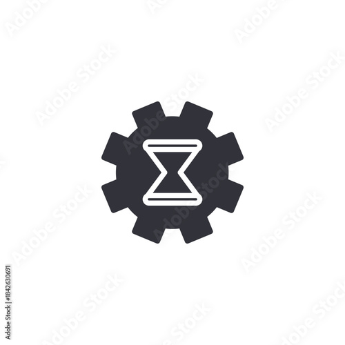 Time management gear icon illustrating productivity control, efficiency improvement, personal growth, and self optimization concepts.