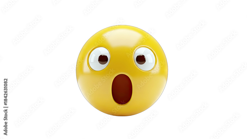 Fototapeta premium Surprised Emoji with Open Mouth on White Background