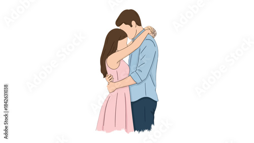 Eternal Embrace: A tender moment of connection between two individuals, their bodies entwined in a heartfelt embrace. Their pose, a silent promise of enduring love and solace.