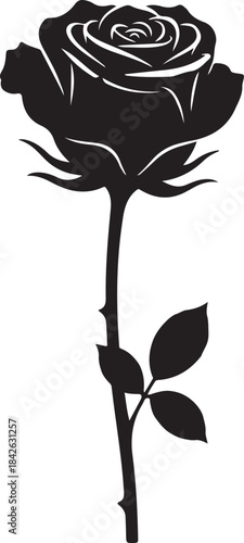 Single Stem Rose Silhouette: Elegant Black and White Vector Flower

Romantic Rose Flower Icon: Valentine's Day Love Symbol Clipart

Long Stem Rose Vector: Beautiful Floral Design Element