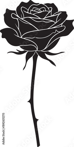 Single Stem Rose Silhouette: Elegant Black and White Vector Flower

Romantic Rose Flower Icon: Valentine's Day Love Symbol Clipart

Long Stem Rose Vector: Beautiful Floral Design Element