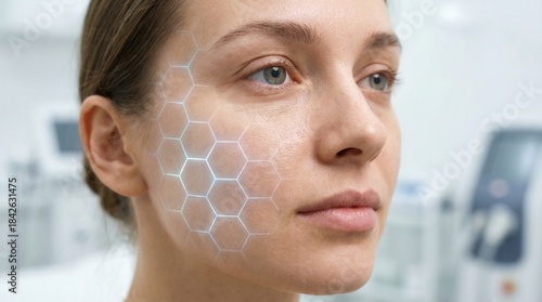 Futuristic Hexagonal Skin Barrier Protection Technology Concept