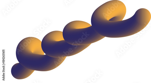 Vibrant orange 3D rendered abstract spiral shape on a white background