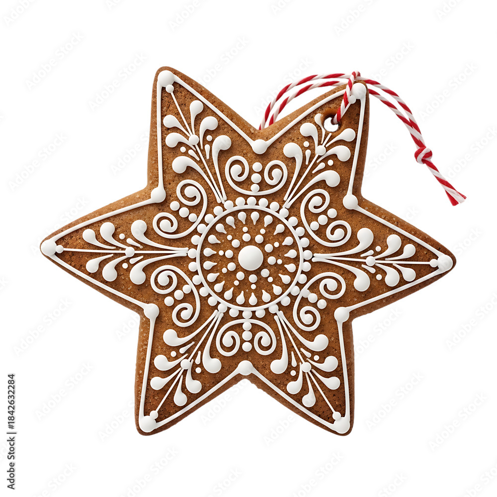 Obraz premium Beautifully decorated gingerbread star ornament