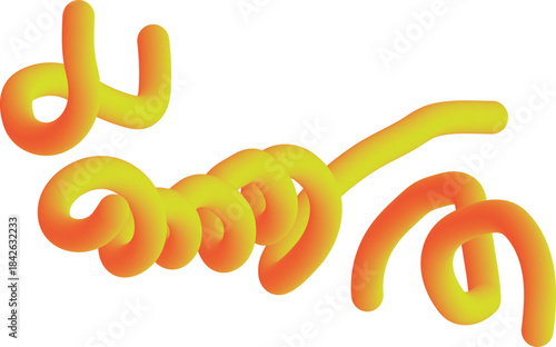 Vibrant abstract 3D shapes of gradient orange and yellow tubes