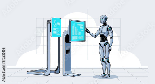 Robotic interaction system demonstration displaying an advanced interface analysis system