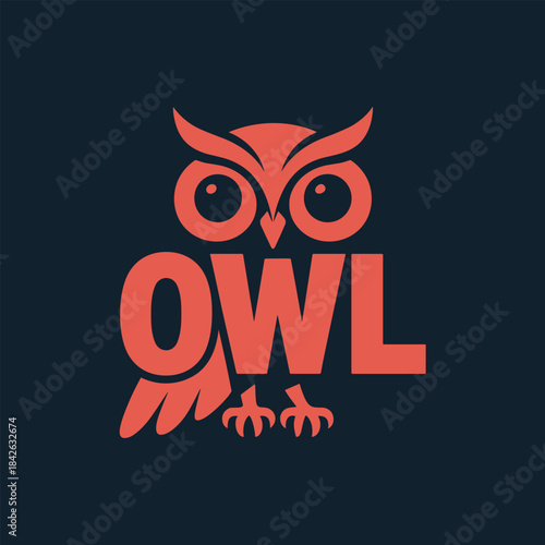 Red owl logo with large eyes and bold lettering on dark background