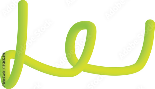 A vibrant green squiggly line resembling a playful abstract worm design