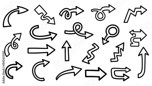 Collection of Hand Drawn Arrows and Directional Symbols for Design Projects