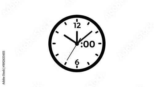 Simple Analog Clock Face Showing 3:00 O'clock with Hour and Minute Hands