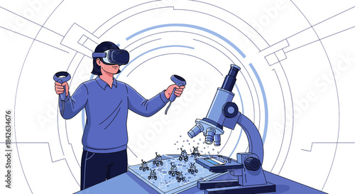 Virtual reality enhanced microscope operation for robotic swarm control experiments research