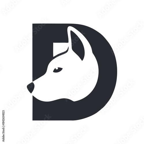 A cute black husky wolf head icon and vector mammal character illustration designed as a funny animal symbol drawing