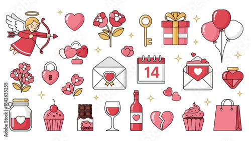 Valentine's Day Icon Set: Love, Romance, and Celebration Icons