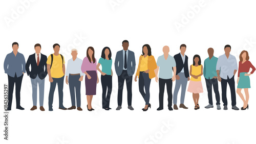 Diverse Group of People Standing Together, Representing Teamwork and Unity in Business