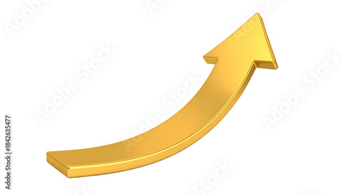 Gleaming golden arrow pointing upwards against black background, symbolizing growth and success
