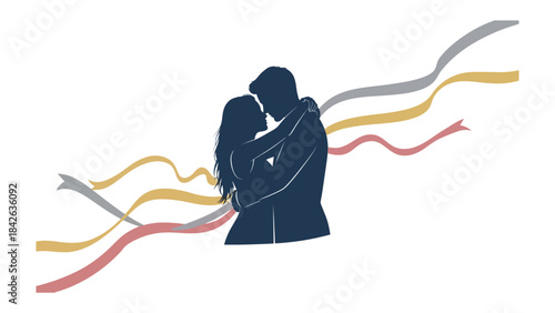 Eternal Embrace: A tender moment captured in a silhouette, portraying a couple's deep affection.