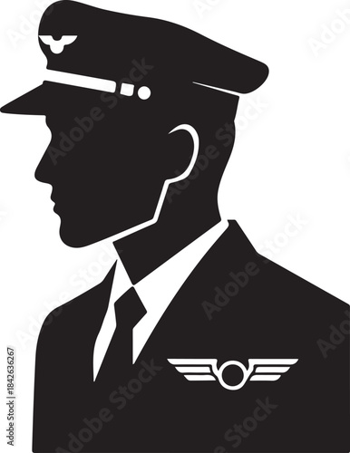 A dynamic collection of pilot and aircrew silhouettes featuring aviators, flight officers, copilots, and ground crew in action poses