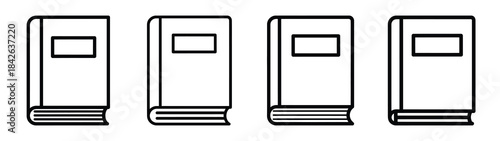 textbook line editable vector icon set. back to school outline icons.